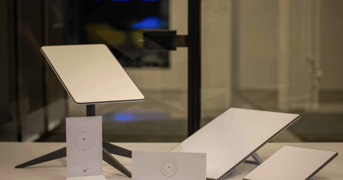 Starlink hardware on display, used with the Uganda launch announcement